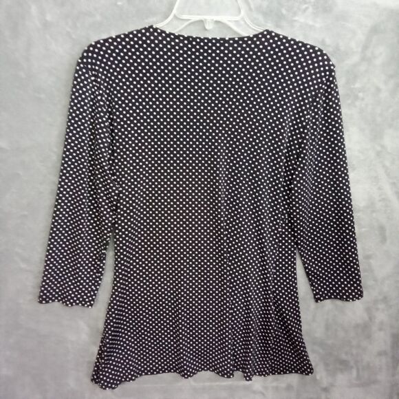 FYLO Women Medium Blouse Black And White‎ Polka Dot V Neck Long Sleeve Y2K 90s - Picture 8 of 8